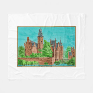 1729 A. de Haen Dutch Kasteel WESTERVELT ...  Fleece Blanket