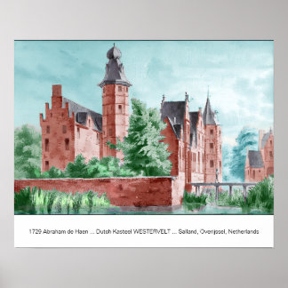 1729 A. de Haen Dutch Kasteel WESTERVELT  Poster