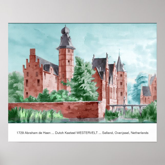 1729 A. de Haen Dutch Kasteel WESTERVELT  Poster (Front)