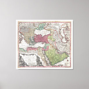 1730 Seutter Map of Turkey (Ottoman Empire) Canvas Print