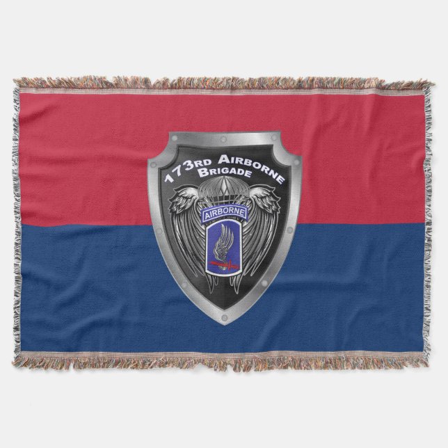 173rd Airborne Brigade Customized Shield Design Throw Blanket (Front)