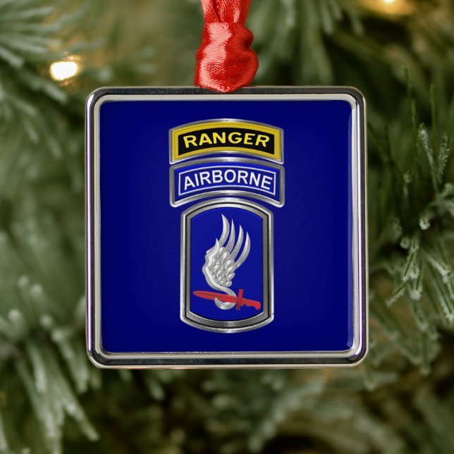 173rd Airborne Brigade Ranger Christmas Metal Ornament (Tree)