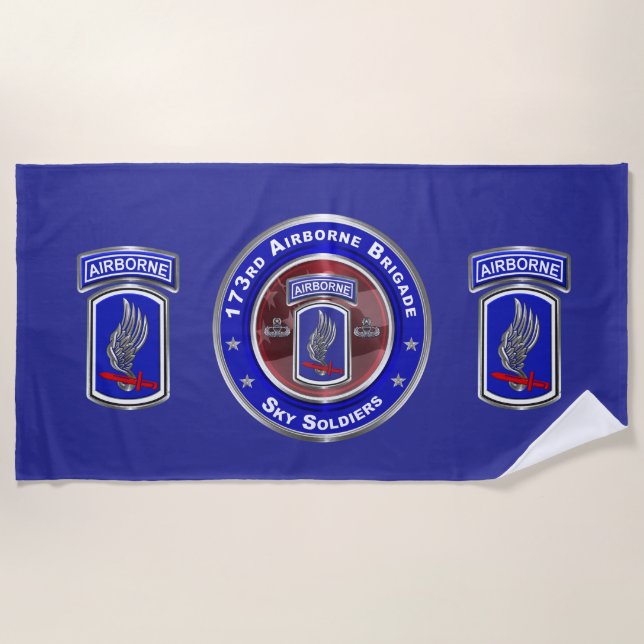 173rd Airborne Brigade Veteran  Beach Towel (Front)