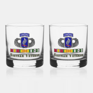 173rd Airborne Brigade Vietnam Veteran Whiskey Glass