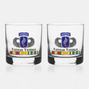 173rd Airborne Brigade Vietnam Veteran Whiskey Glass
