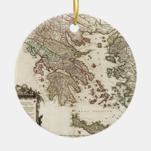 1752 Map of Ancient Greece Ceramic Ornament