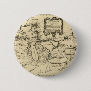 1755 Great Lakes and New France / Canada Map 2 Inch Round Button