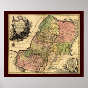 1759 Map Of Ancient Israel With The 12 Tribes Poster