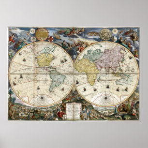 1766 World Map Poster