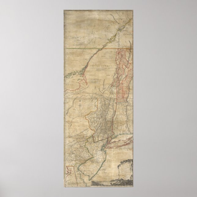 1768 Jeffreys Map of New York and New Jersey Poster (Front)