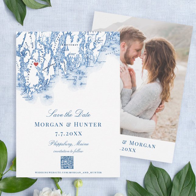 1774 Inn Phippsburg Maine Map Elegant QR code Save The Date (Phippsburg, Maine map save the dates perfect for your navy blue 1774 Inn destination wedding)