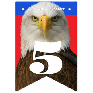 1776–2026 • 16-Flag Celebration Banner, Editable Bunting Flags