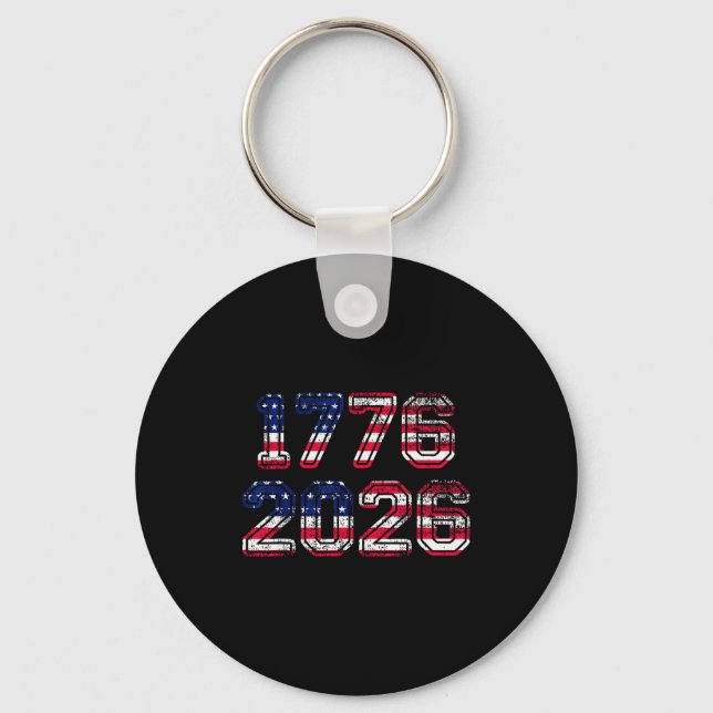 1776-2026 250th Birthday American Flag Eagle Shirt Keychain (Front)