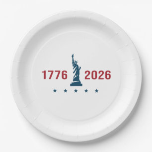 1776 2026 America 250th Anniversary Patriotic Paper Plate