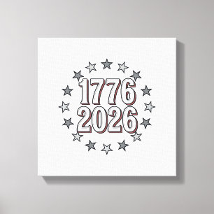 1776 2026 Patriotic Stars Vintage Vector Design_1 Canvas Print