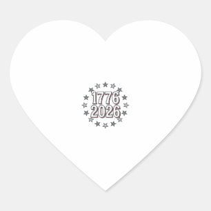 1776 2026 Patriotic Stars Vintage Vector Design_1 Heart Sticker