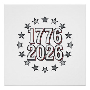 1776 2026 Patriotic Stars Vintage Vector Design_1 Poster