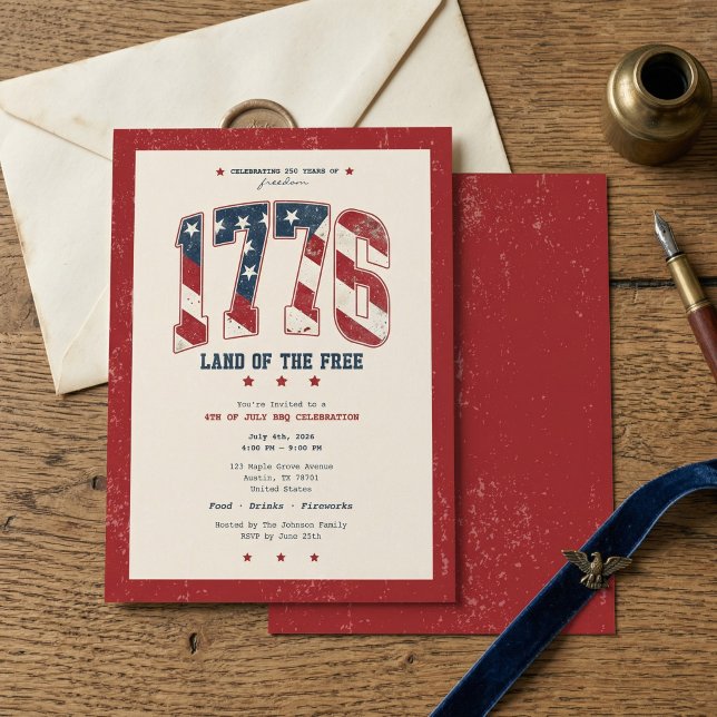 1776 4th of July Independence Day BBQ Party Invitation (Creator Uploaded)