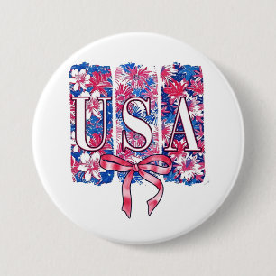 1776 America 4th of July USA Floral Flowers 3 Inch Round Button