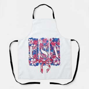 1776 America 4th of July USA Floral Flowers Apron