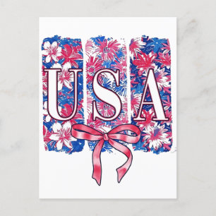 1776 America 4th of July USA Floral Flowers Holiday Postcard