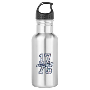 1776 America Floral Patriotic Vintage Vector Desig 532 Ml Water Bottle