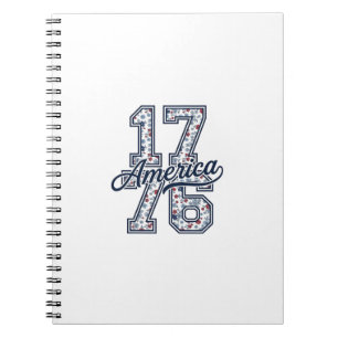 1776 America Floral Patriotic Vintage Vector Desig Notebook