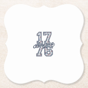 1776 America Floral Patriotic Vintage Vector Desig Paper Coaster