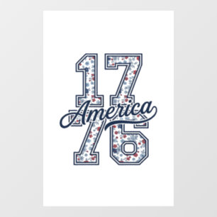 1776 America Floral Patriotic Vintage Vector Desig Window Cling