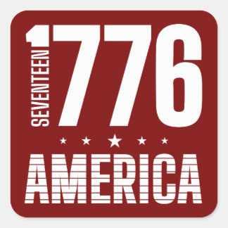 1776 America historical freedom white typography Square Sticker