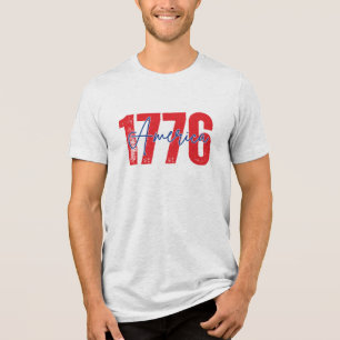 '1776' America Modern Graphic 4th of July Tri-Blend Shirt