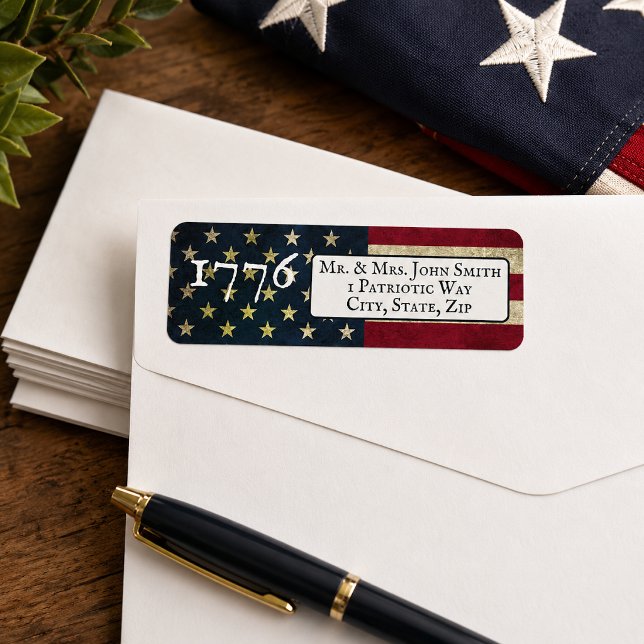 1776 American Flag Red White Blue Return Address (Creator Uploaded)