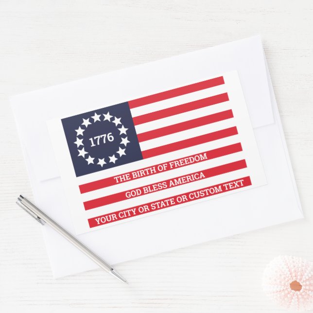 1776 Flag Optional Text American Betsy Ross Sticker (Envelope)