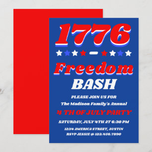 1776 Freedom Bash 4th of July Celebration Invitation