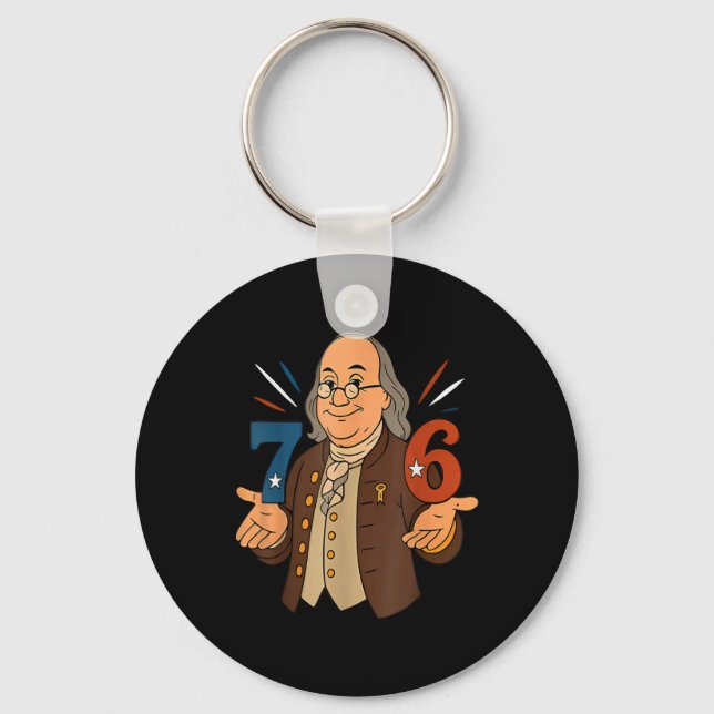 1776 Funny Benjamin Ben Franklin Meme Six Seven 6  Keychain (Front)