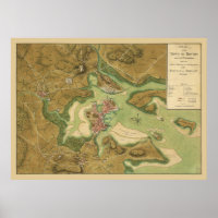1776 Map Boston Incampments of US & Brit Armies