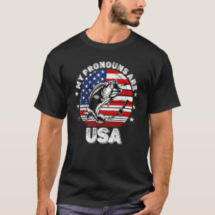 1776 My Pronouns Are USA Fishing Patriotic T-Shirt