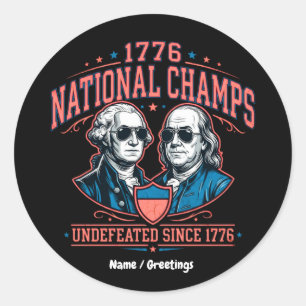 1776 National Champs Vintage Graphic Undefeated Classic Round Sticker