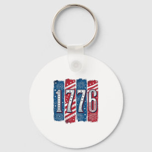1776 Patriotic Fireworks Vintage Vector Design_1 Keychain