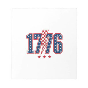 1776 Patriotic Lightning Bolt Vintage Graphic Tee_ Notepad