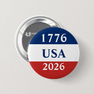 1776 USA 2026 Red White and Blue Patriotic 2 Inch Round Button