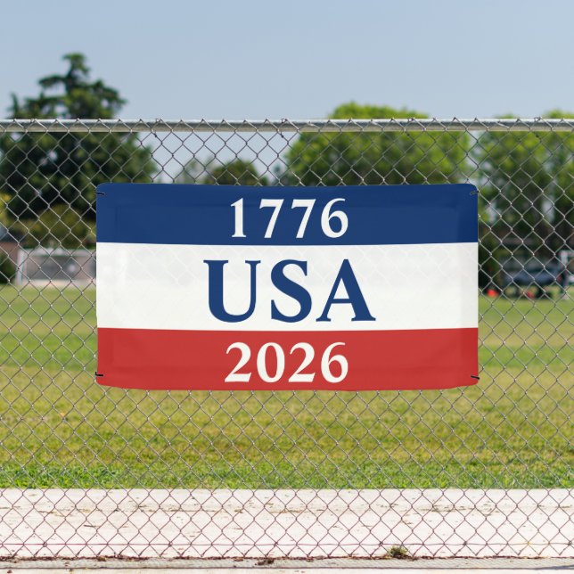 1776 USA 2026 Red White and Blue Patriotic Banner (Insitu)