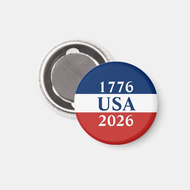 1776 USA 2026 Red White and Blue Patriotic Magnet (Front/Back)