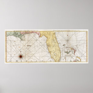 1777 Florida Map Poster