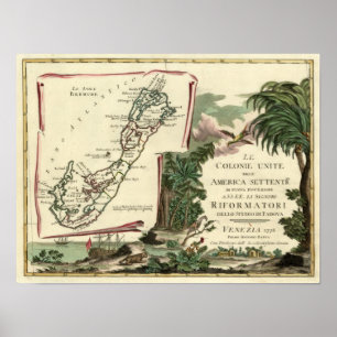 1778 Le Isole Bermude Map Poster