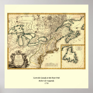 1778 Map of Canada and the United States Poster