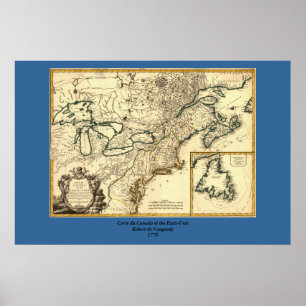 1778 Map of Canada and the United States Poster