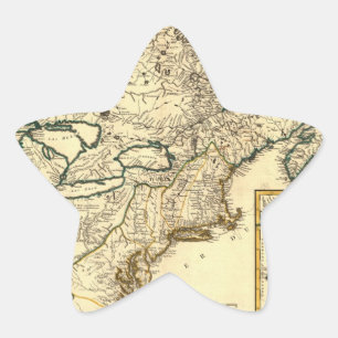 1778 Map of Canada and the United States Star Sticker