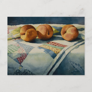 1786 Peaches on Quilt Postcard