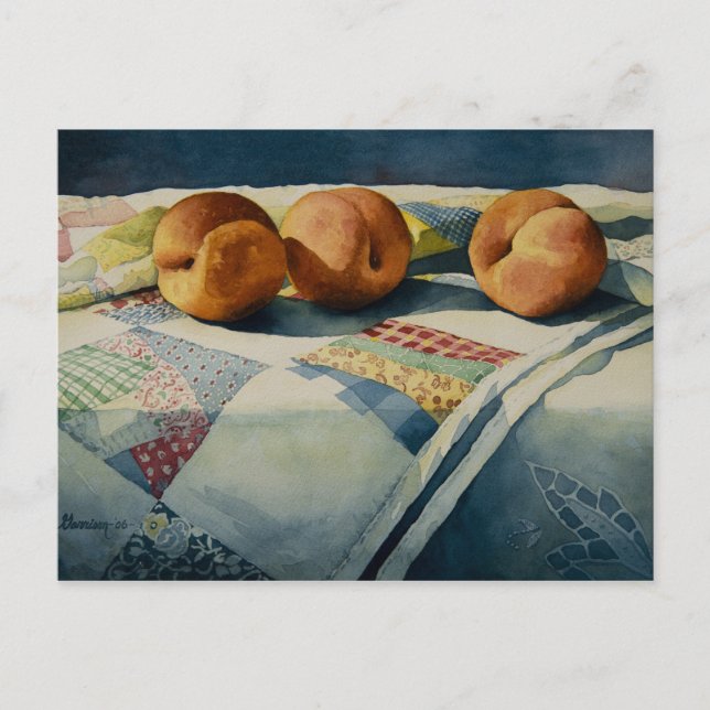 1786 Peaches on Quilt Postcard (Front)